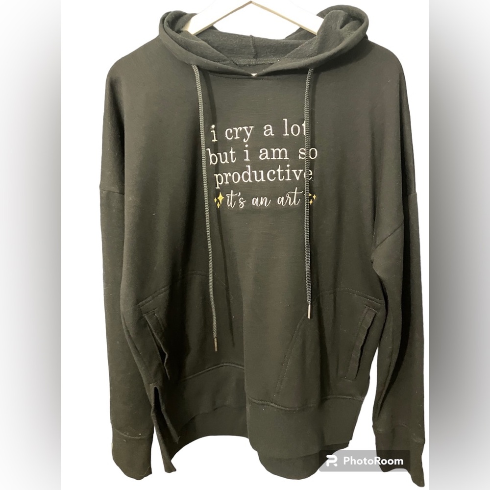 I cry a lot but I am so productive. It’s an art. Taylor Swift TTPD Black Hoodie